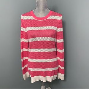 ALFRED SUNG size medium striped knit cozy sweater long sleeve pink white